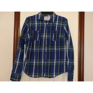 Aeropostale Blue & Green Plaid Button-Down Shirt Long Sleeve Casual L/G‎